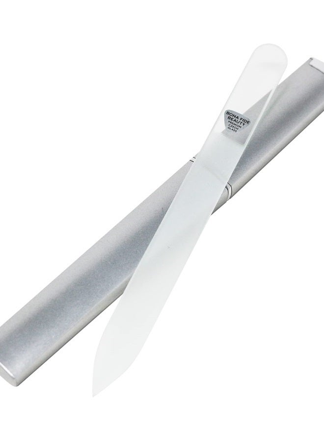 Bona Fide Beauty Czech Glass Nail Files for Natural Nails (Clear) - 1Pc Crystal Nail Filer, Nano Glass File with Case Handcrafted in The Czech Republic