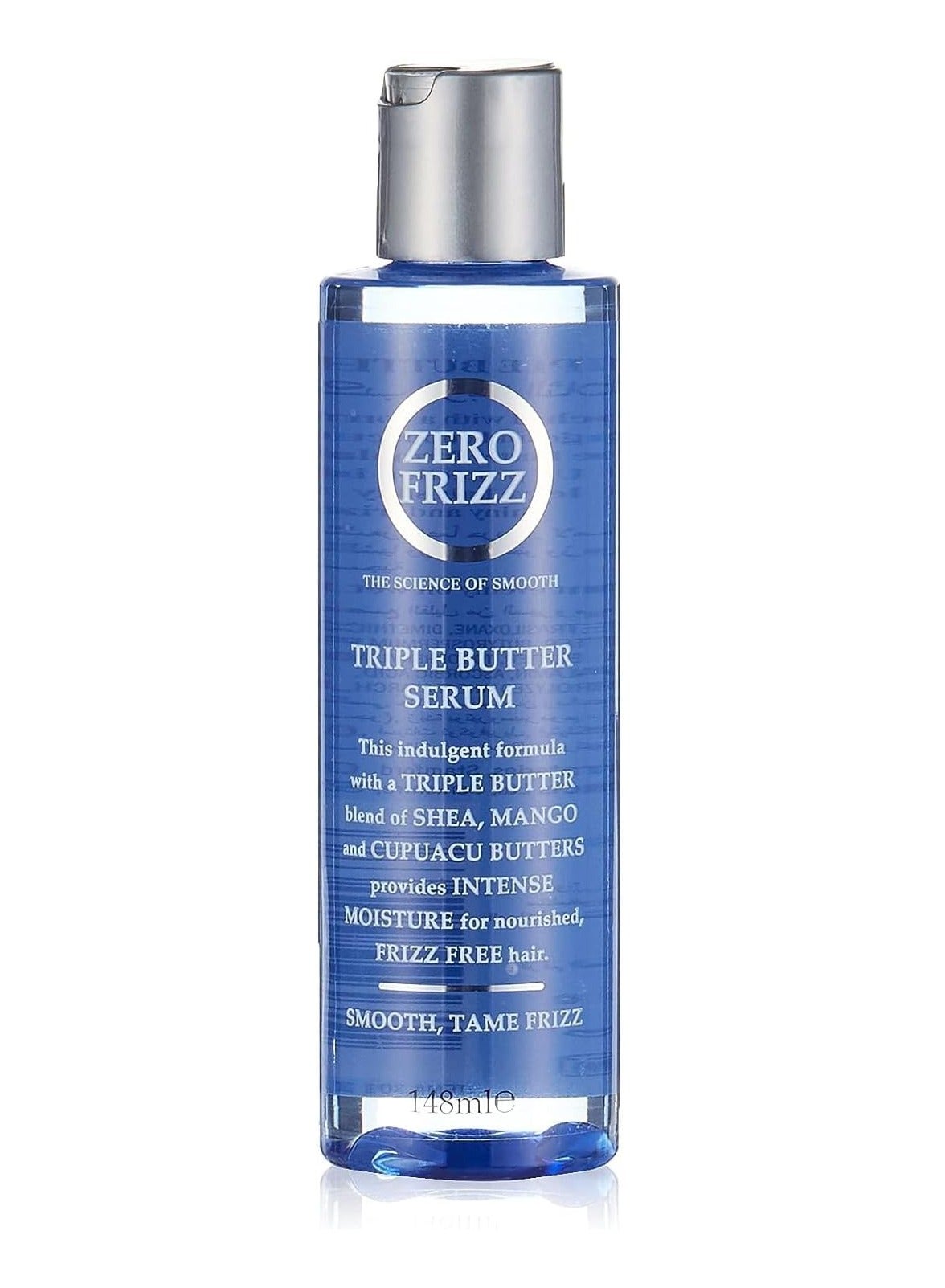 Zero Frizz Triple Butter Hair Serum 148ml | Anti-Frizz Moisturizing Serum with Shea, Mango & Cupuaçu | Restore Shine & Smoothness for Dry, Damaged Hair
