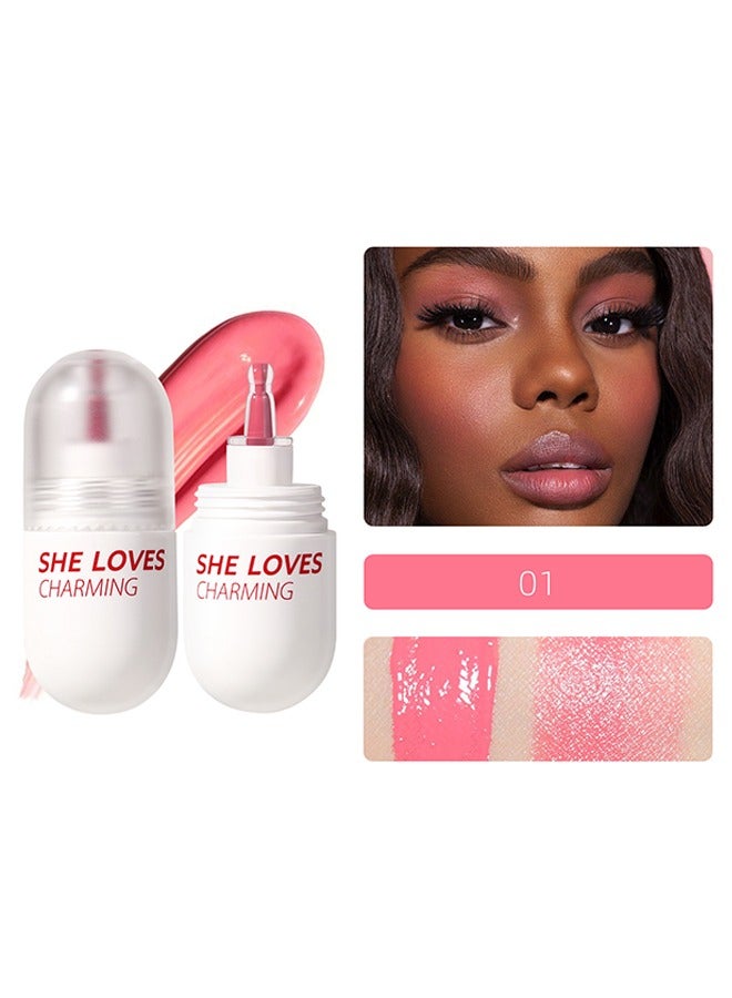 Charming  Liquid Blush- Velvet Cream Lightweight Natural Looking Waterproof Long Lasting Blush Makeup for Cheek Natural Looking Soft Cream Liquid Blush Stick (#01)