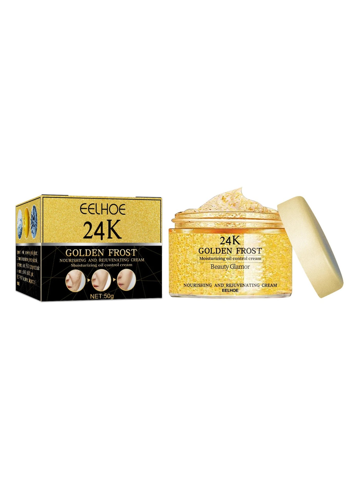 24K Gold Face Cream for Dry Skin Anti Wrinkle Brighten Collagen Anti-Aging Whiten Moisturize Oil Control Face Care