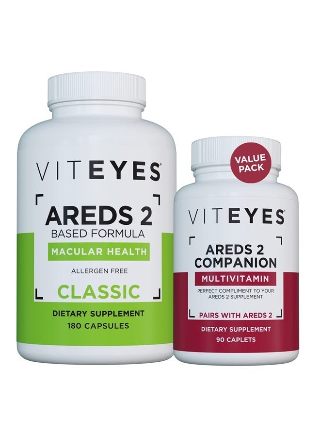 AREDS 2 Capsules and Viteyes Multivitamin AREDS 2 Companion, Single Daily Dose Eye Vitamins, 3 Month Supply