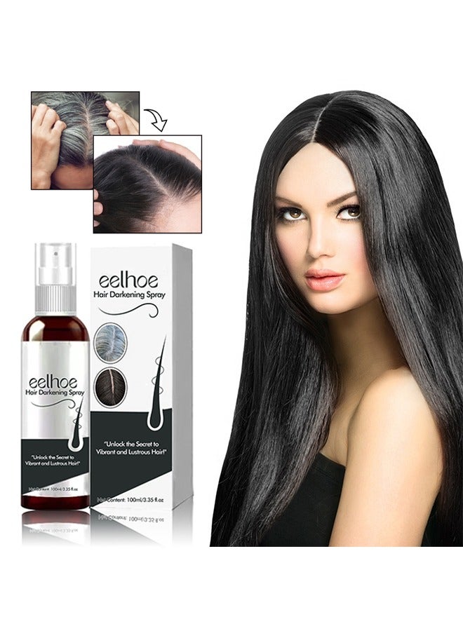 Hair Darkening Spray 100ml - Darkenal Anti Greying Hair Serum, 2% Greyverse, Melanin Synthesis, Naturally Pigmented,Hair black,Thinning And Shiny, No Synthetic Colours