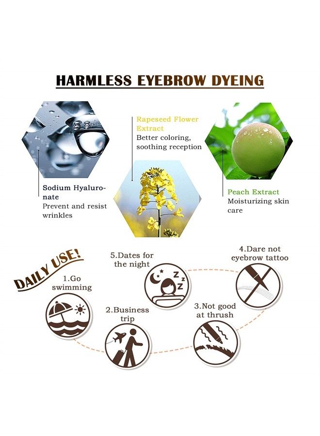 2 Pcs Peel Off Tattoo Eyebrow Gel, Natural Eye-brow Gel Long-Lasting Waterproof Eyebrow Peel Off Tattoo Brow Tattoo Makeup, Eyebrow Tattoo Peel Off for All Types of Eyebrows (Brown)