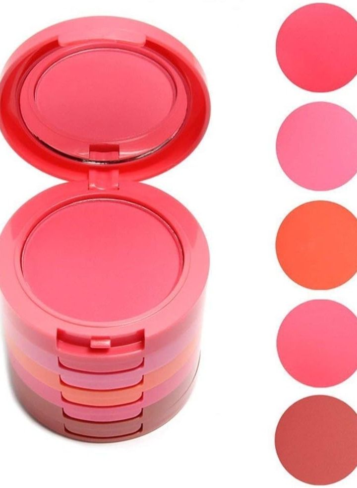 Waterproof 5 Colors Blusher Palette with Blush Brush