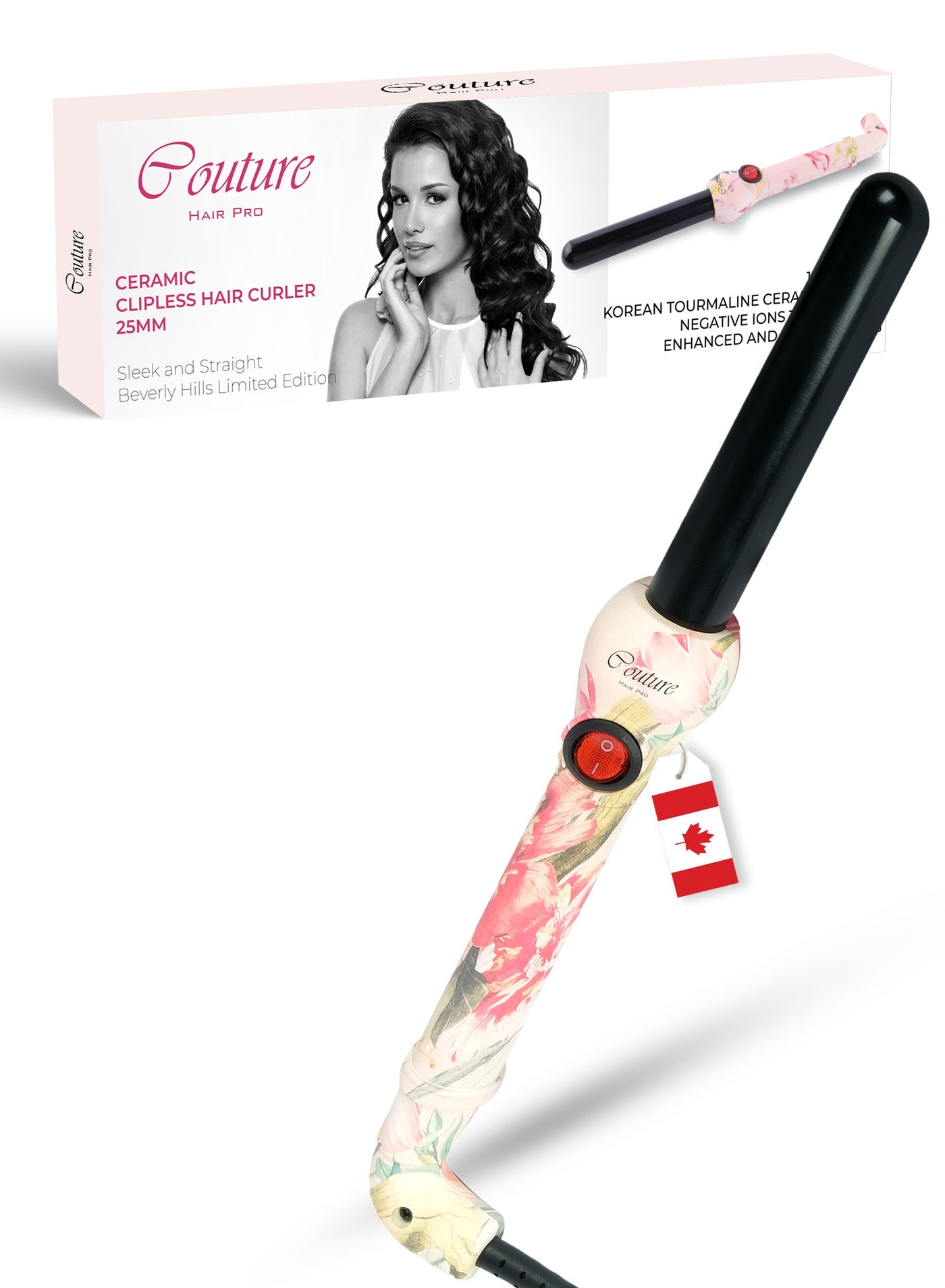 Ceramic Hair Curler 25 Mm- Spring Flowers -Fast Heatup, Premium Salon Quality - Long Lasting And Well Defined Curls