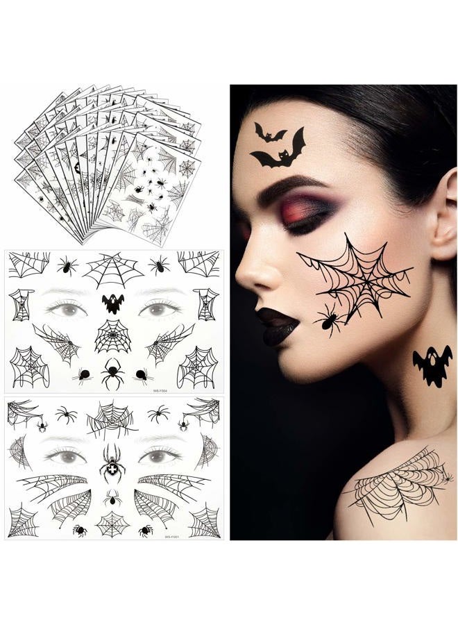 36 Sheets Halloween Face Tattoo - Spider Webs, Temporary Body Art - Shoulder, Back, Spider Sticker - Witch Costume, Cosplay Theme Party - Women, Girls Favors