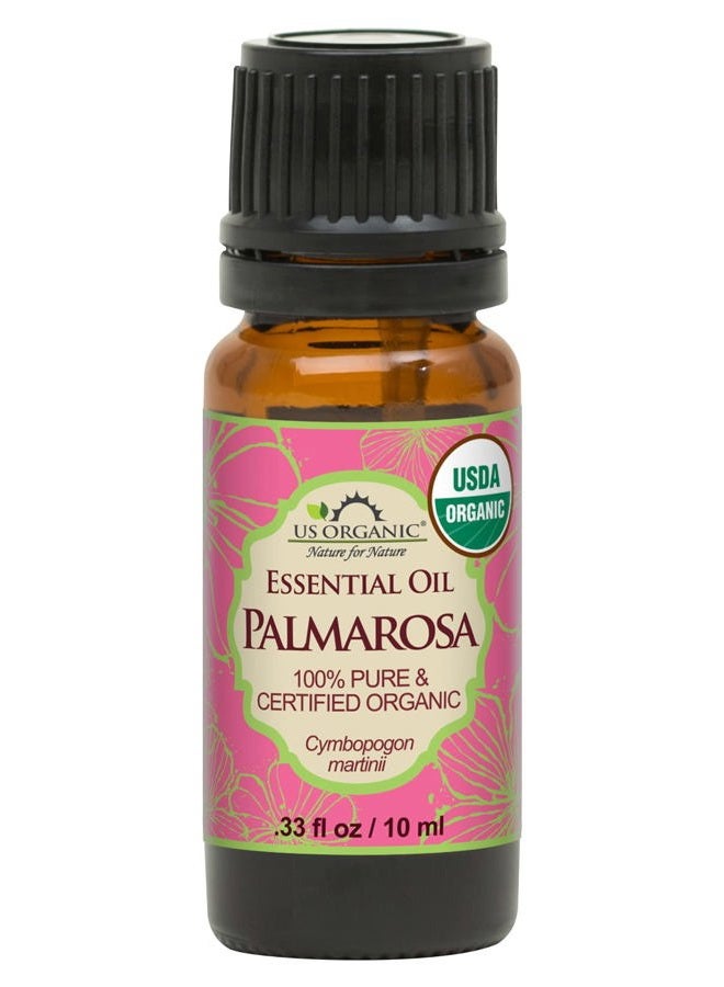 Palmarosa Essential Oil, USDA Certified Organic 100% Pure, Steam Distilled, Sourced from India (10 ml)