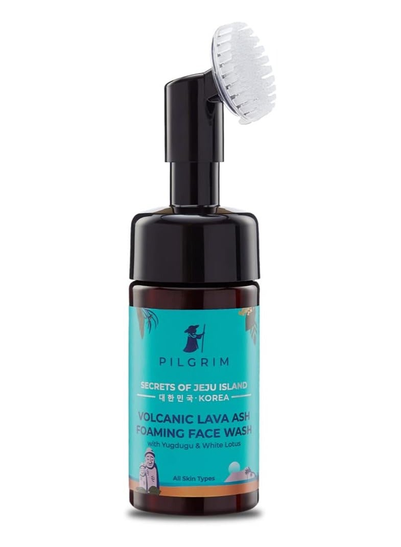 Korean Volcanic Lava Ash Foaming Face Wash with Built In Brush for Deep Cleansing  100% Safe on All Skin Types  For Men And Women  SLS And Paraben Free  120 ml