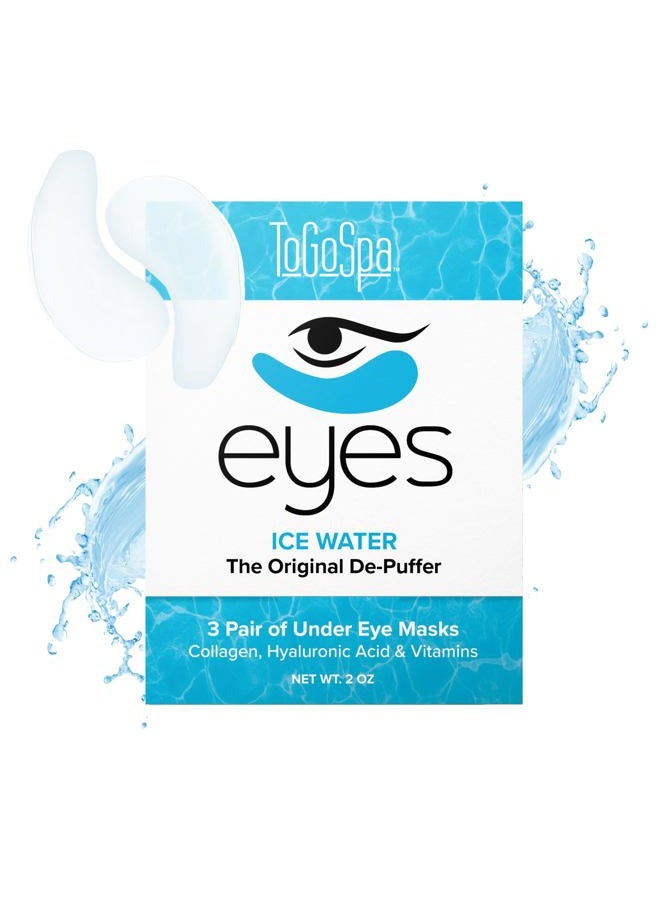 Ice Water EYES by ToGoSpa – Premium Anti-Aging Collagen Gel Pads for Puffiness, Dark Circles, and Wrinkles – Under Eye Rejuvenation for Men & Women - 1 Pack - 3 Pair