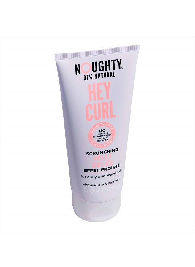 Hey Curl Scrunching Jelly for Curly and Wavy Hair, Vegan-Friendly 97% Natural Sulfate Free Curl Styling Gel, Curly Hair Products, 200 ml / 6.7 fl oz