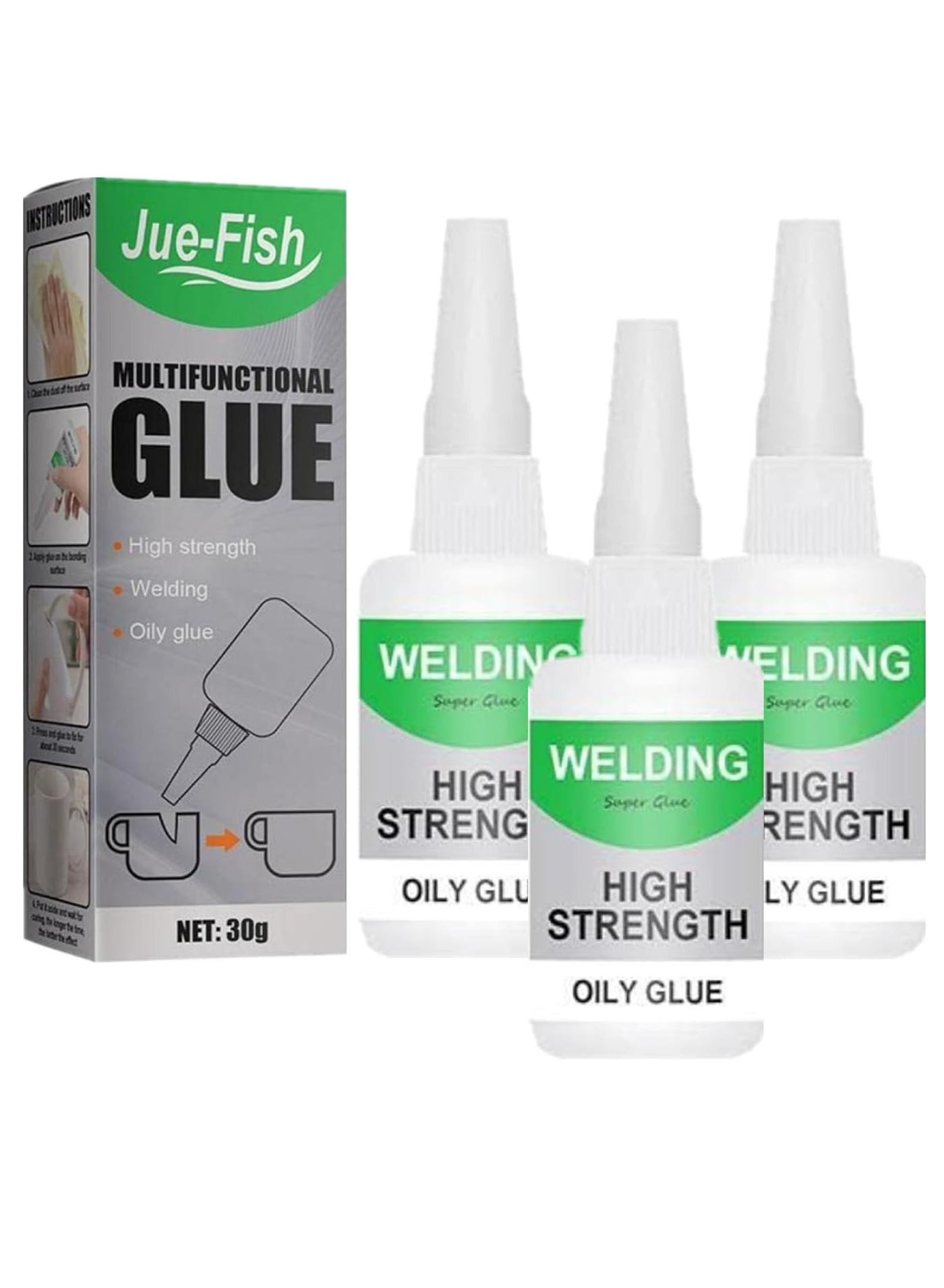 Welding High-Strength Oily Glue, Jue Fish Glue, Super Glue Gel for Plastic Metal Leather (3PCS)