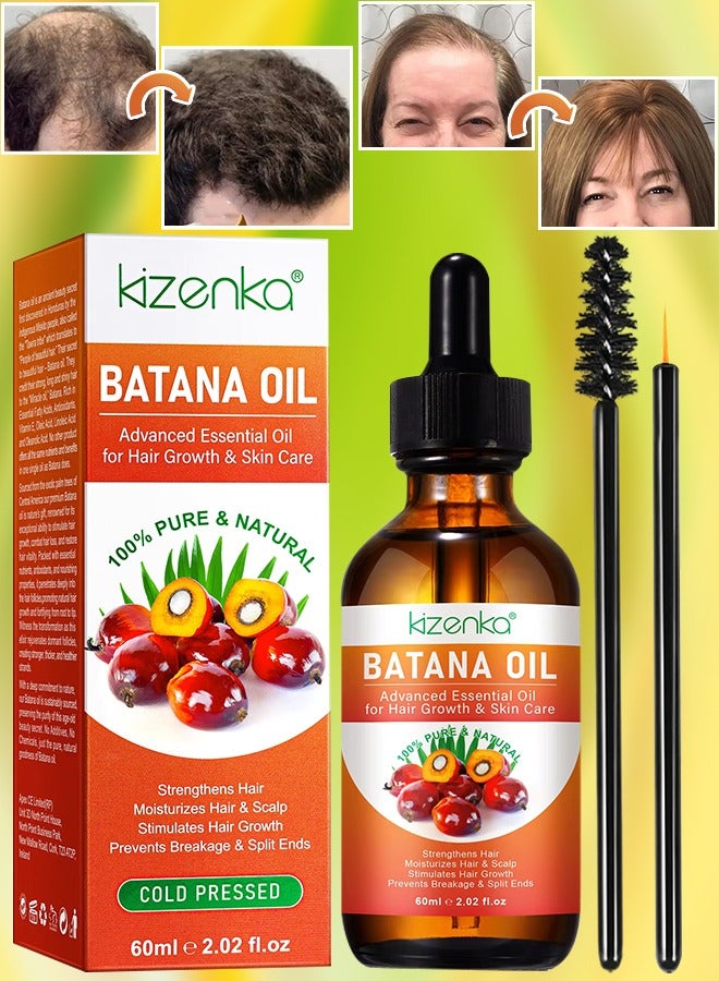 60ml Natural Batana Oil for Hair Care Hair Conditioner Oil for Thin Hair Repair Damaged Hair Nourishes Thin Hair Scalp Skin and Loss Hair Growth Fit for All Hair Types Raw Batana Hair Oil