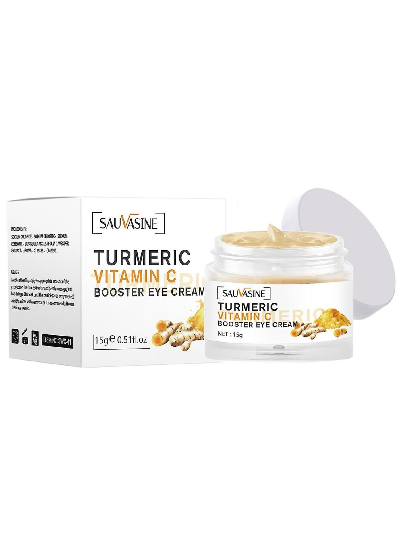 Turmeric Vitamin C Booster Eye Cream for Dark Circles and Puffiness Under Eye Cream for Wrinkles Repair Rich in Caffeine Vitamin E Anti-Aging Daily Line Smoothing Eye Care 15g