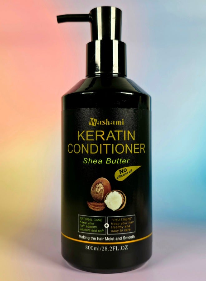Keratin & Shea Butter Conditioner – No Silicone Oil – Deep Repair, Moisturizing & Frizz Control for Dry, Damaged Hair – 800ml
