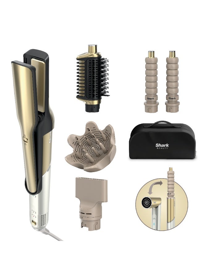 Glam 5-In-1 Ceramic And Powerful Air Styling And Drying System, Straightener, Auto-Wrap Curlers, Concentrator, Diffuser and Storage Case, No Heat Damage,  HD6052SME