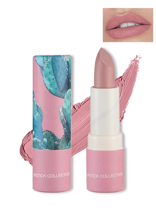 Lipstick Collection,Matte Nude Lipstick Silky Velvet Lip Gloss ,Nude Lip Stain Paper Tube Lipsticks Non-Stick Cup, Waterproof Long Lasting Matte Lipstick for Women Daily Professional Lip Makeup- #04 Light Pink
