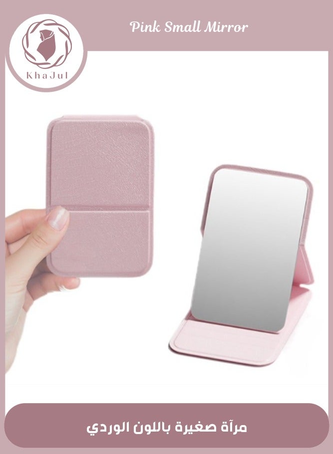 Pocket Mirror, Portable Folding Compact Makeup Mirror for Quick Touch-ups on the Go (Pink)