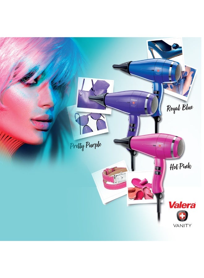 Valera Hair Dryer Vanity Performance Blue, 2400W AC, 2 nozzle, Ions generator, Smart Airflow Tech, 6 temp control and cold air - 586.12 Blue