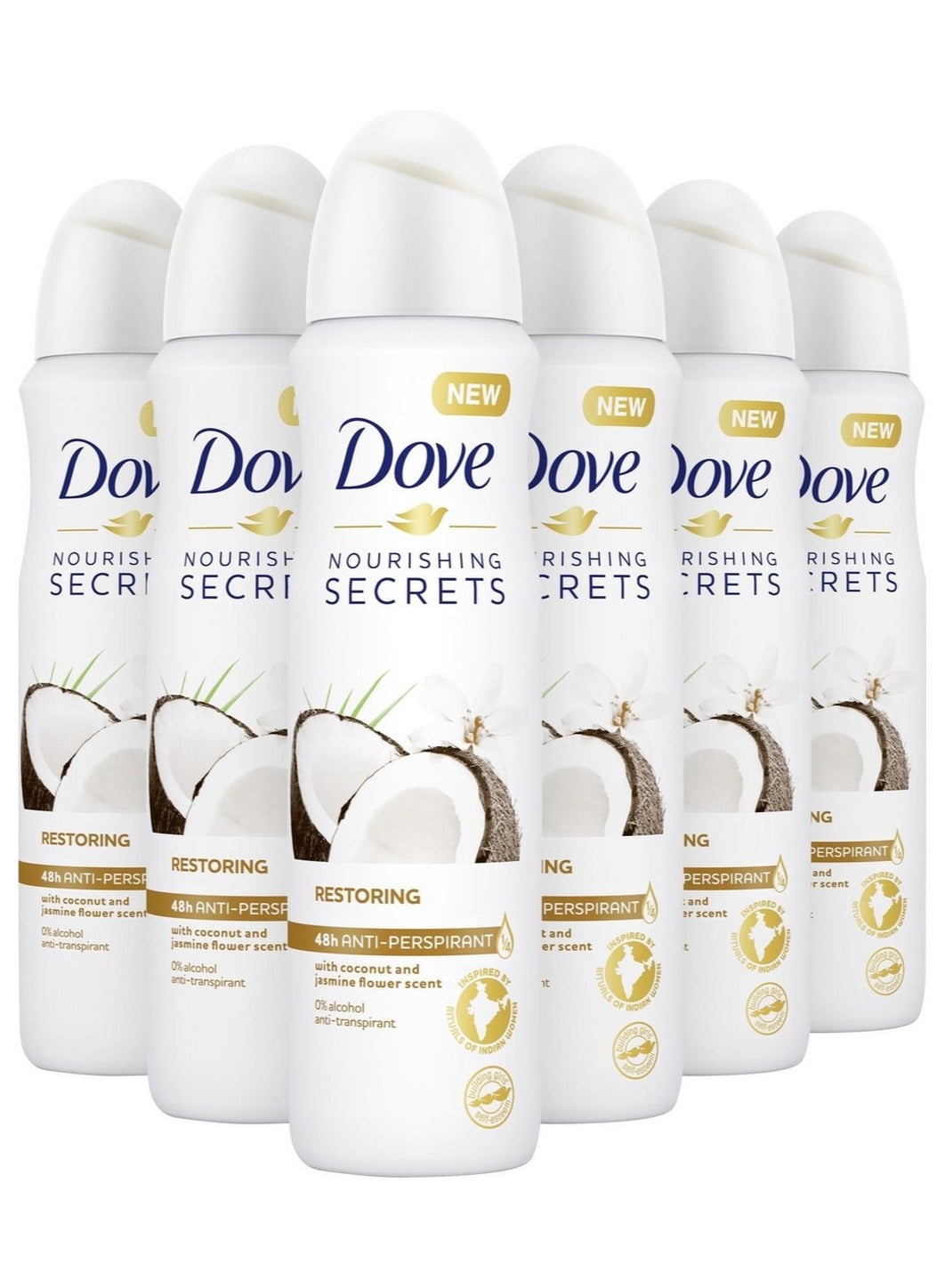 Nourishing Secrets Coconut and Jasmine Deodorant 6 x 250ml
