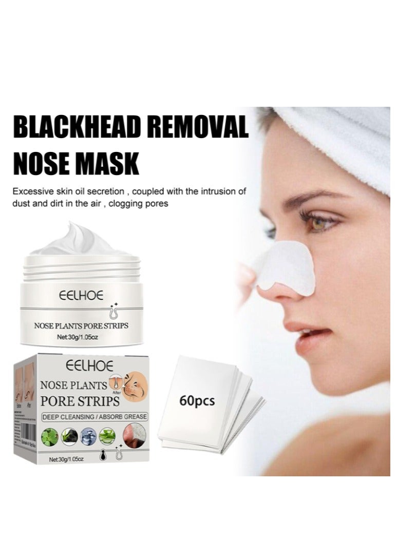 Nose Pore Strips Gentle In Blackhead Remover Mask Wrinkle & Dark Circles Facial Pore Cleanser Purifying Face Mask Nose Strips 30G