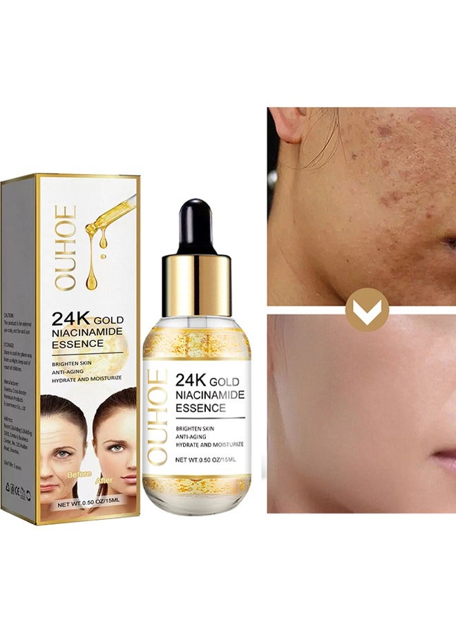 24k Gold Niacinamide Essence -Whitening,Anti Wrinkles & Anti Aging with Serums,Help Fade Spots  (15ml)