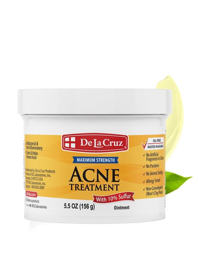 Sulfur Ointment - Cystic Acne Treatment for Face and Body - Daily 10 Min Spot Treatment Mask - Safe and Effective Game Changing Hormonal Acne Treatment That Clears Up Pimples 5.5 OZ.