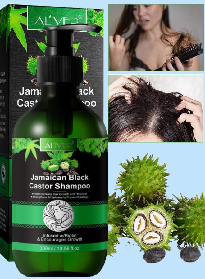 300ml Jamaican Black Castor Oil Shampoo Natural Castor Oil Shampoo for Hair Growth Strengthen and Nourish Thin and Dry Hair Restore Damaged Hair Loss Hair Castor Oil Shampoo