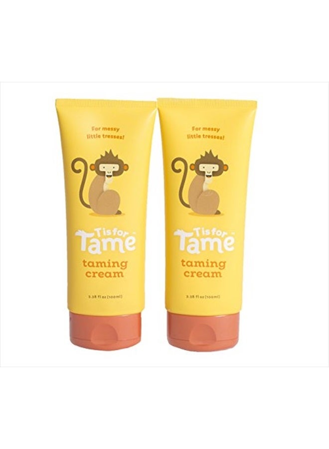 All-Natural Hair Taming Cream for Kids, Frizz & Flyaway Control, Coconut Oil & Jojoba Leave-In, Safe for Babies & Toddlers, Non-Greasy, 3.38 Fl Oz (Bundle of 2)