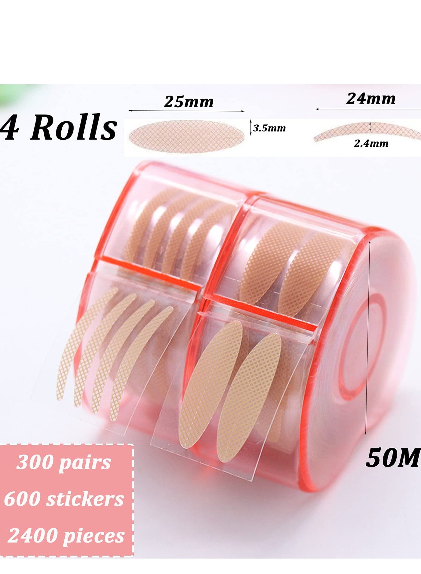 Double Eyelid Stickers, Invisible Tape Stickers, BWaterproof Sweatproof Double Eyelid Tape Tool for Hooded Droopy Eyes, Easy to Stick (4 Rolls)