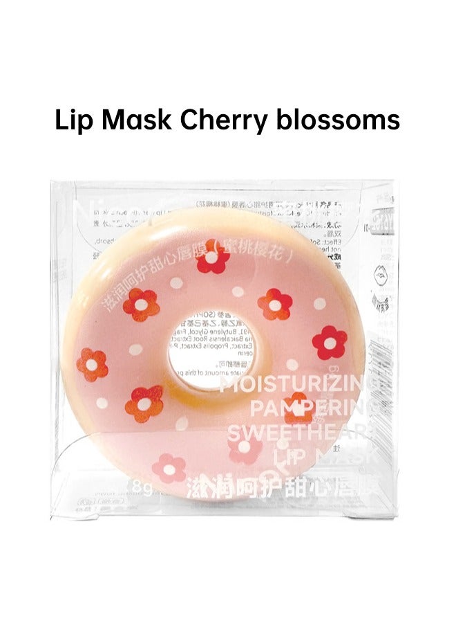 Donut lip mask lip care lightens lip lines and prevents chapped lips exfoliating lip oil moisturizing lip balm Cherry blossoms