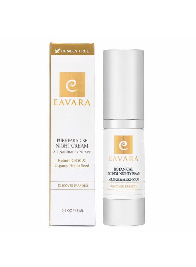 Organic Retinol Night Cream, Anti Aging Overnight Natural Face Moisturizer Cream with Hyaluronic Acid, Shea Butter, and Aloe Vera, Helps with Fine Lines & Wrinkles
