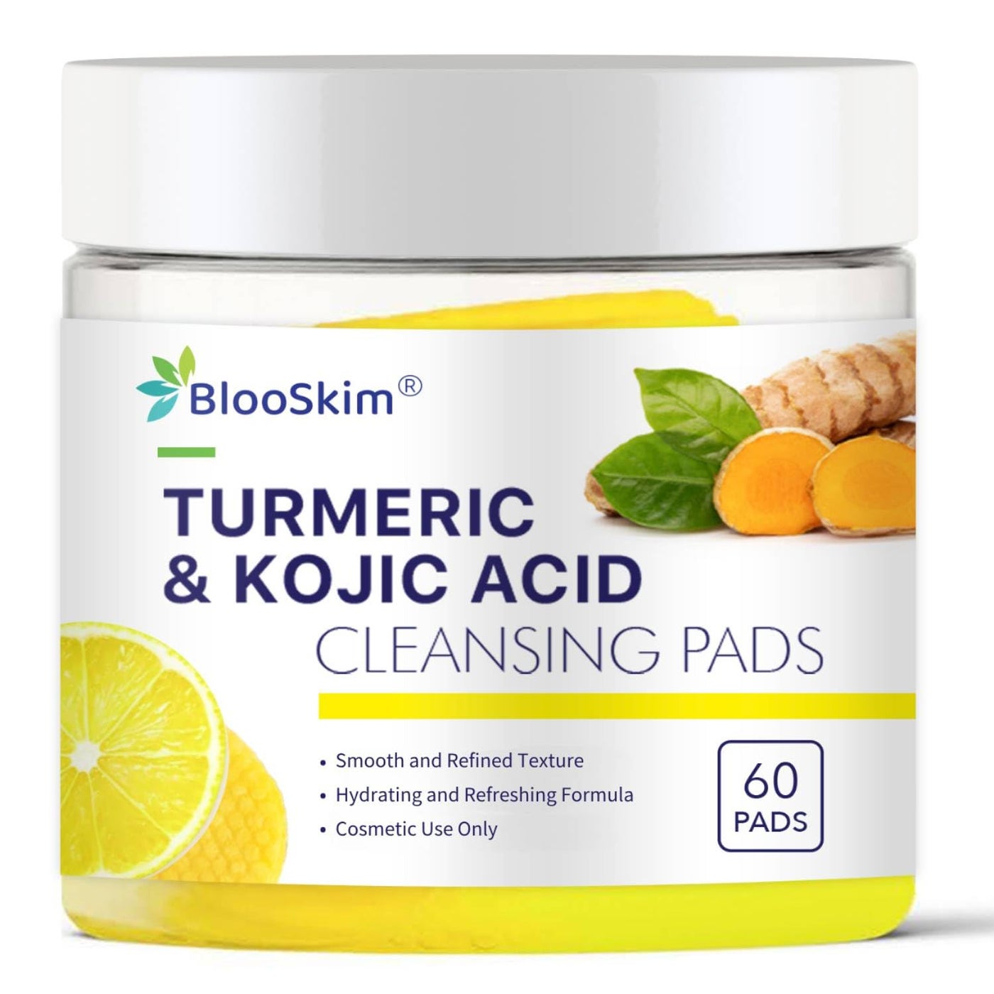 Turmeric Kojic Acid Cleansing Pads â€“ Exfoliating & Brightening Face Pads for Dark Spots, and Uneven Skin Tone â€“ Gentle & Effective Turmeric & Kojic Acid Facial Pad for Face & Body - 60Pcs
