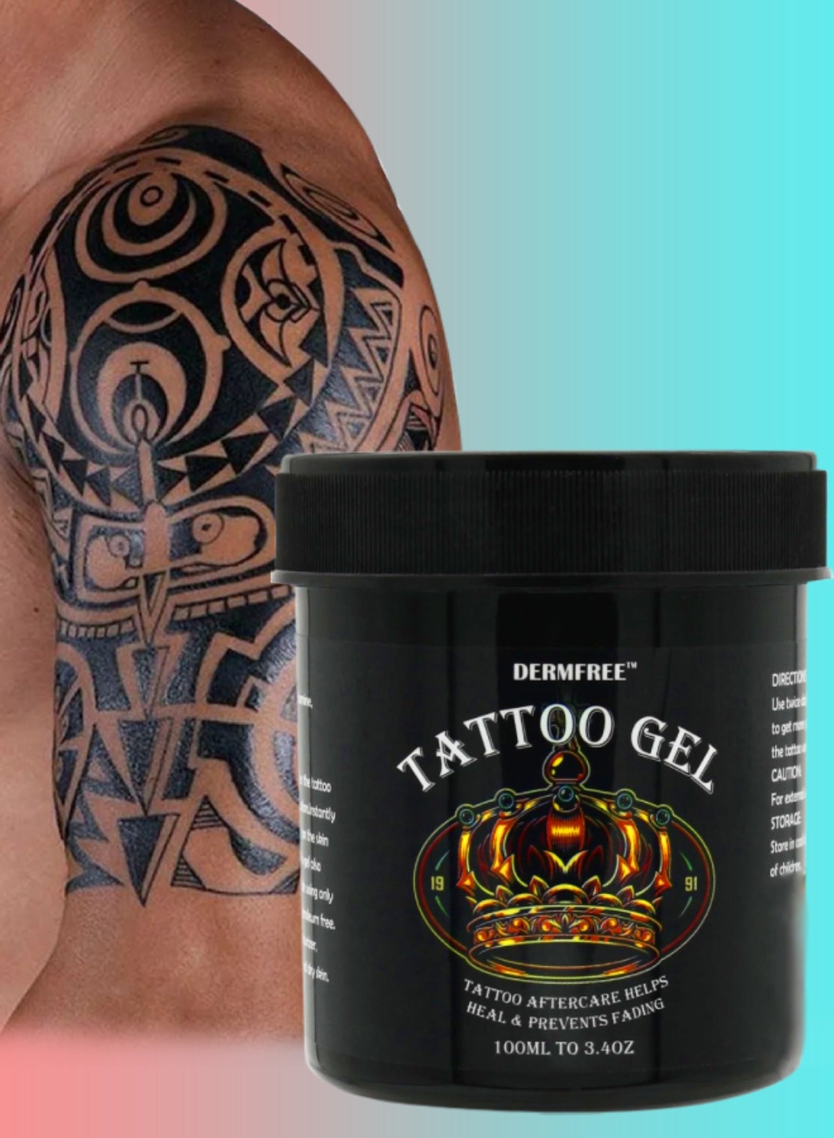 100ml Tattoo Gel Tattoo Aftercare Gel Moisturizes Hydrates New Tattoos Revives Old Tattoos and Prevent Fading Daily Tattoo Healing Brightener Tattoo Lotion Color Enhancer Brightener Balm