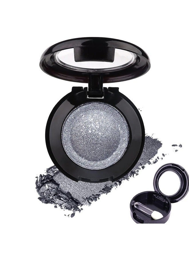 Single Silver Gray Matte Shimmer Eyeshadow,Bright High Pigment Intense Monochrome Eye Shadow,Comes With Eyeshadow Brush and Mirror,24 Hour Eye Makeup Longwear Waterproof,Blendable #03