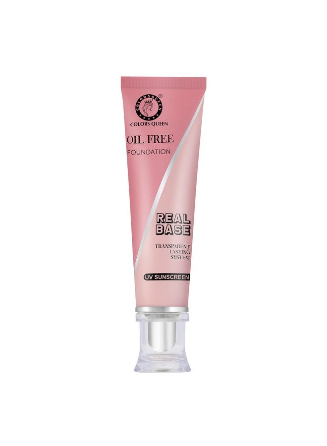 Colors Queen Real Base Oil Free, Waterproof Foundation | Transparent Matte Finish Foundation with SPF, Lightweight Liquid Foundation for Face Makeup (01 - Ivory, 40ml)