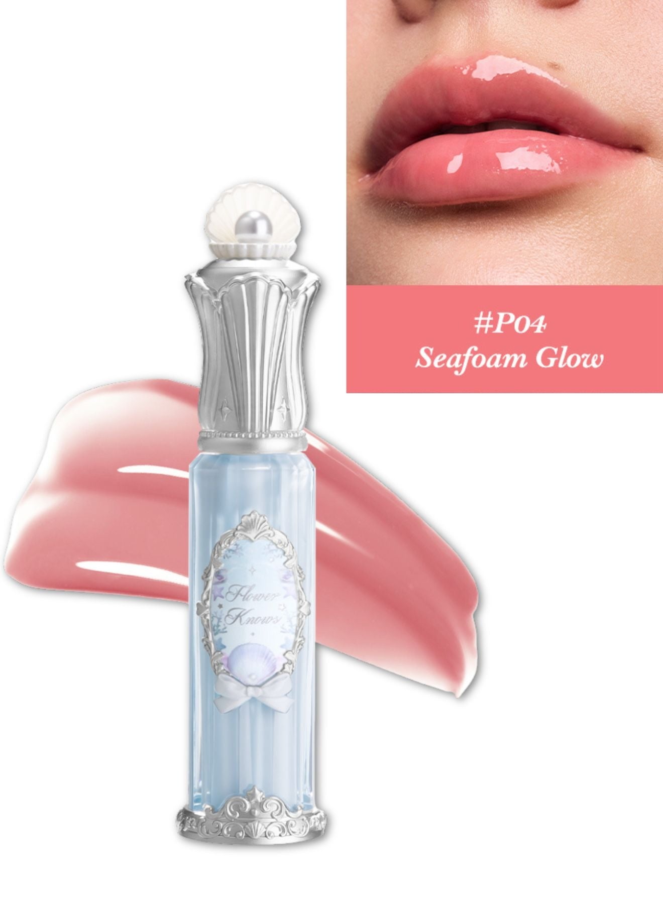 Shell's Jewel Nourishing Lip Glaze with Hydrating Essence and Glossy Shine  3-in-1 Lip Oil, Gloss & Treatment –  P04 Seafoam Glow