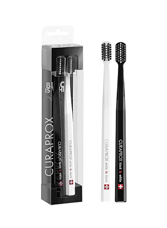 Black Is White Ultra-Soft Toothbrushes - Pack Of 2 I Gentle Cleaning For Brighter Teeth & Gums I Ideal For Plaque Removal I Black And White