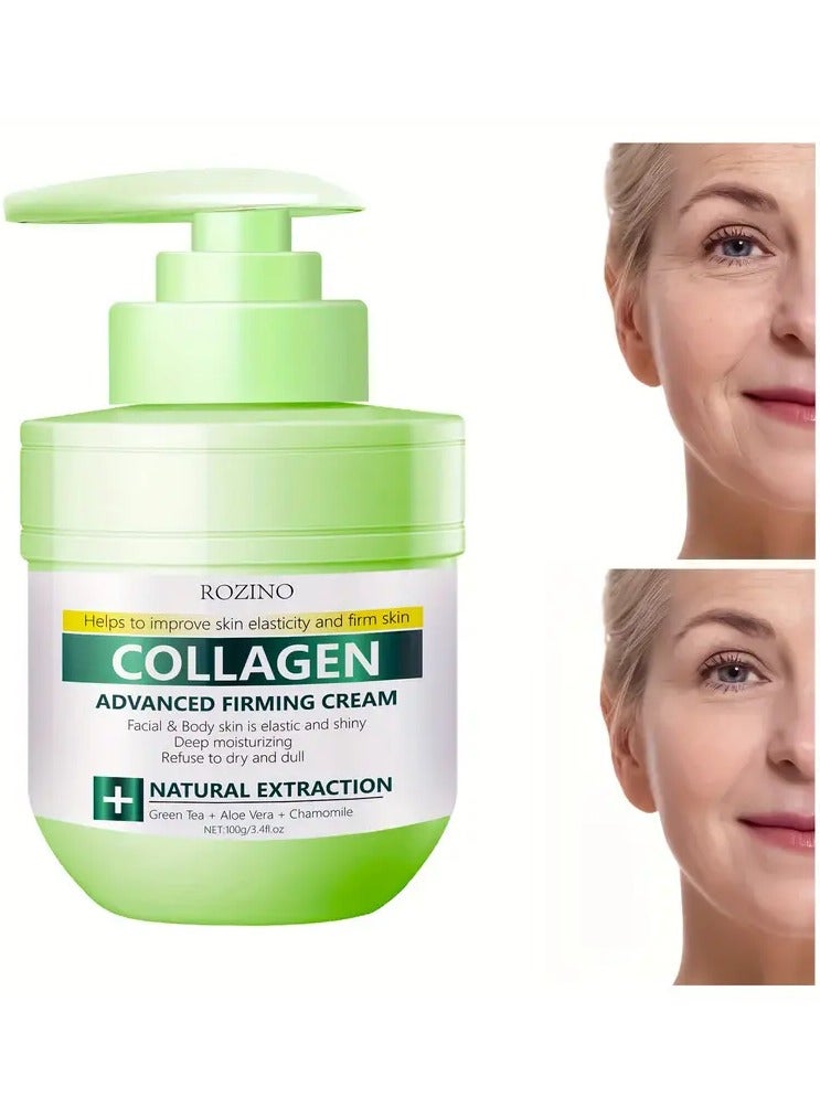 Rozino Collagen Advanced Firming Cream - Firms Skin with Elasticity and Radiance, Deeply Moisturizes, Resists Dryness and Dullness, Hypoallergenic, Unisex, All Skin Types, Natural Extraction