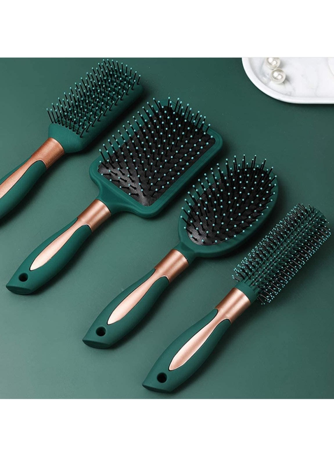 Hair Brush Set with Detangling Nylon Pins Massage Paddle Brush Cushion Hair Combs Hair Dryer Brush for Women  4pcs
