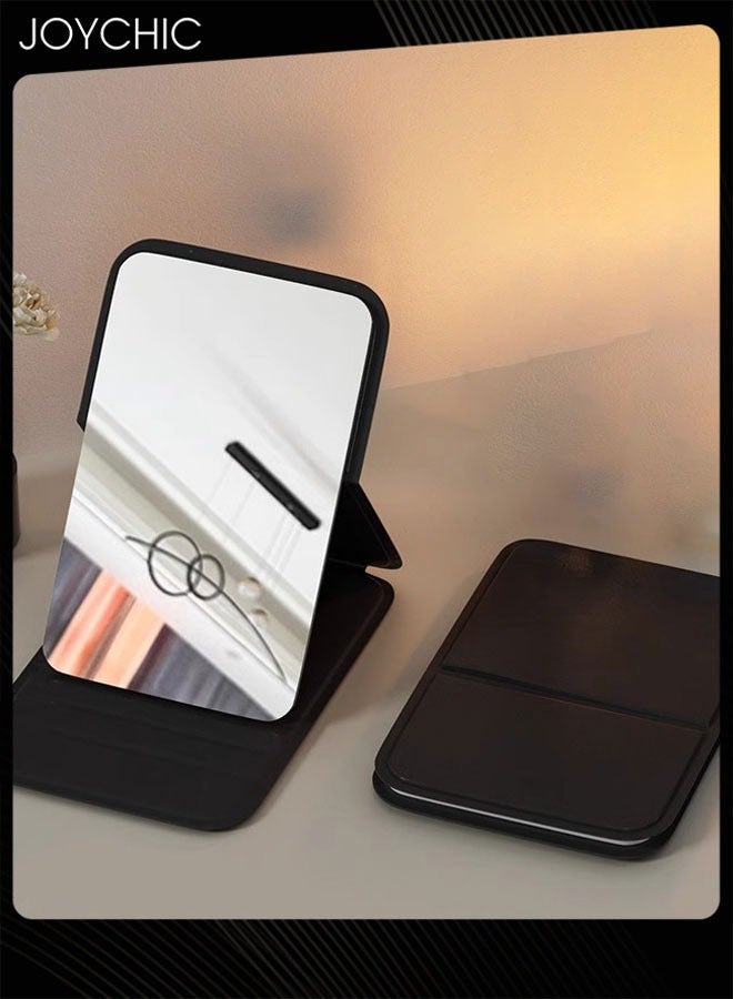 Portable Foldable Makeup Mirror Synthetic Faux Leather Frame Compact Travel Design  Durable Construction for Women