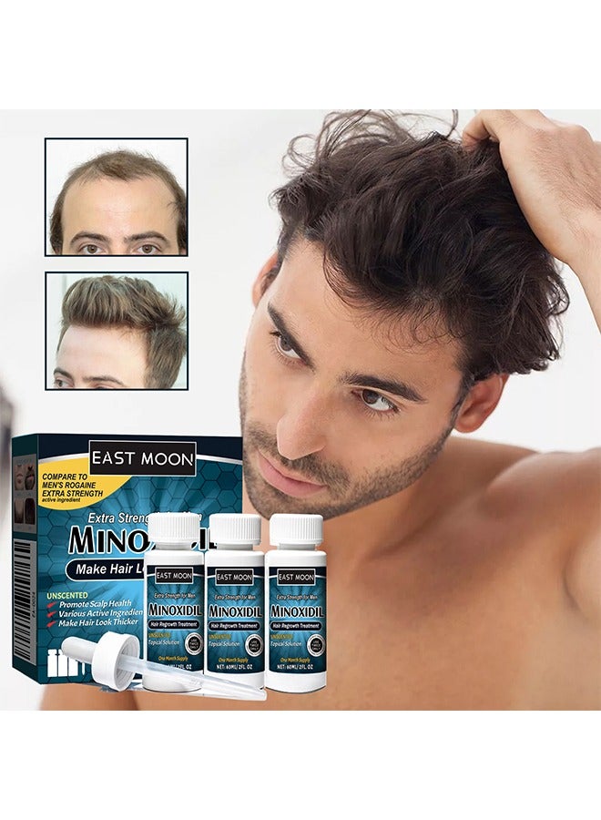 Extra Strength For Men- Hair Regrowth Serum 60ml，Hair Regrowth Treatment For Stronger, Thicker Longer Hair，Stops Hair Thinning (3 Pack)