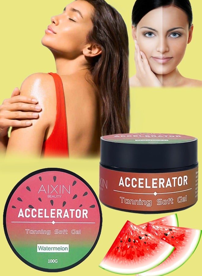 100g Accelerator Tanning Soft Gel Accelerator Tanning Cream Self Tanner Gel for Skin Tanning Intensive Tan boosting Butter Brown Natural Tan Skin Tanning Lotion Tanning Moisturizer