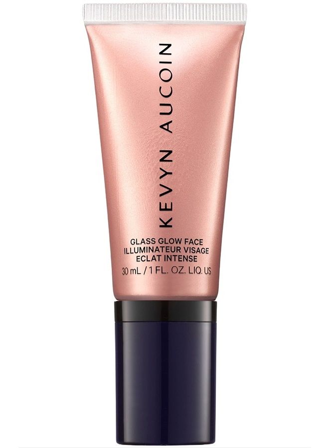 Glass Glow Face, Prism Rose: Multi-purpose universal dewy highlighter for face and body. Creates glowing youthful-looking hydrated skin with a glassy complexion. Makeup artist go to.