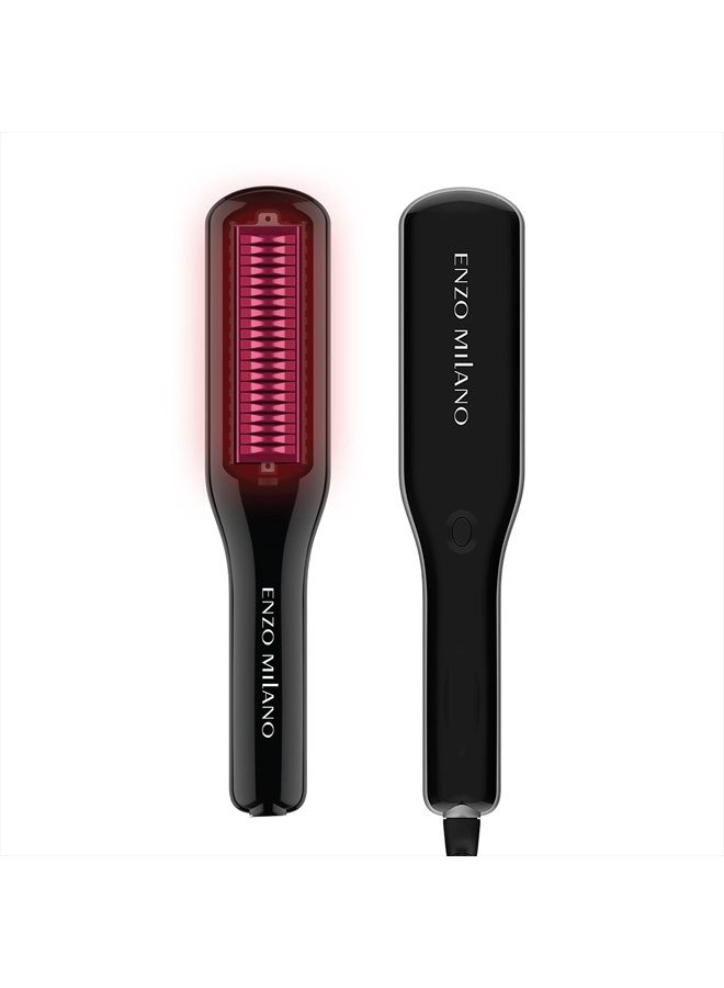 Enzo Milano - SX ENZOcool Professional 2-in-1 Electric Hot Comb, Close-to-Root-Heating Hair Straightener for Thick Hair (for Thin Tresses Too), Electric Straightener & Curler for Wavy Hairstyle