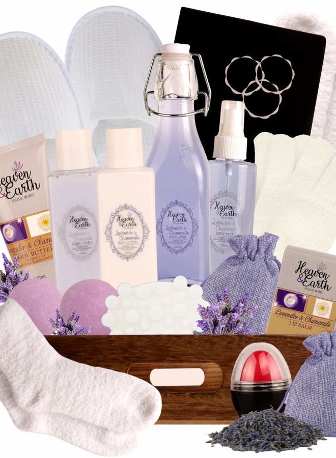 Birthday Gift Basket for Women. Lavender Pampering Gift Basket! All Inclusive Spa Bath Gift Set for Relaxing, Self Care, Meditation Gifts for Her Gift Bath Set for Mind & Body Stress Relief!