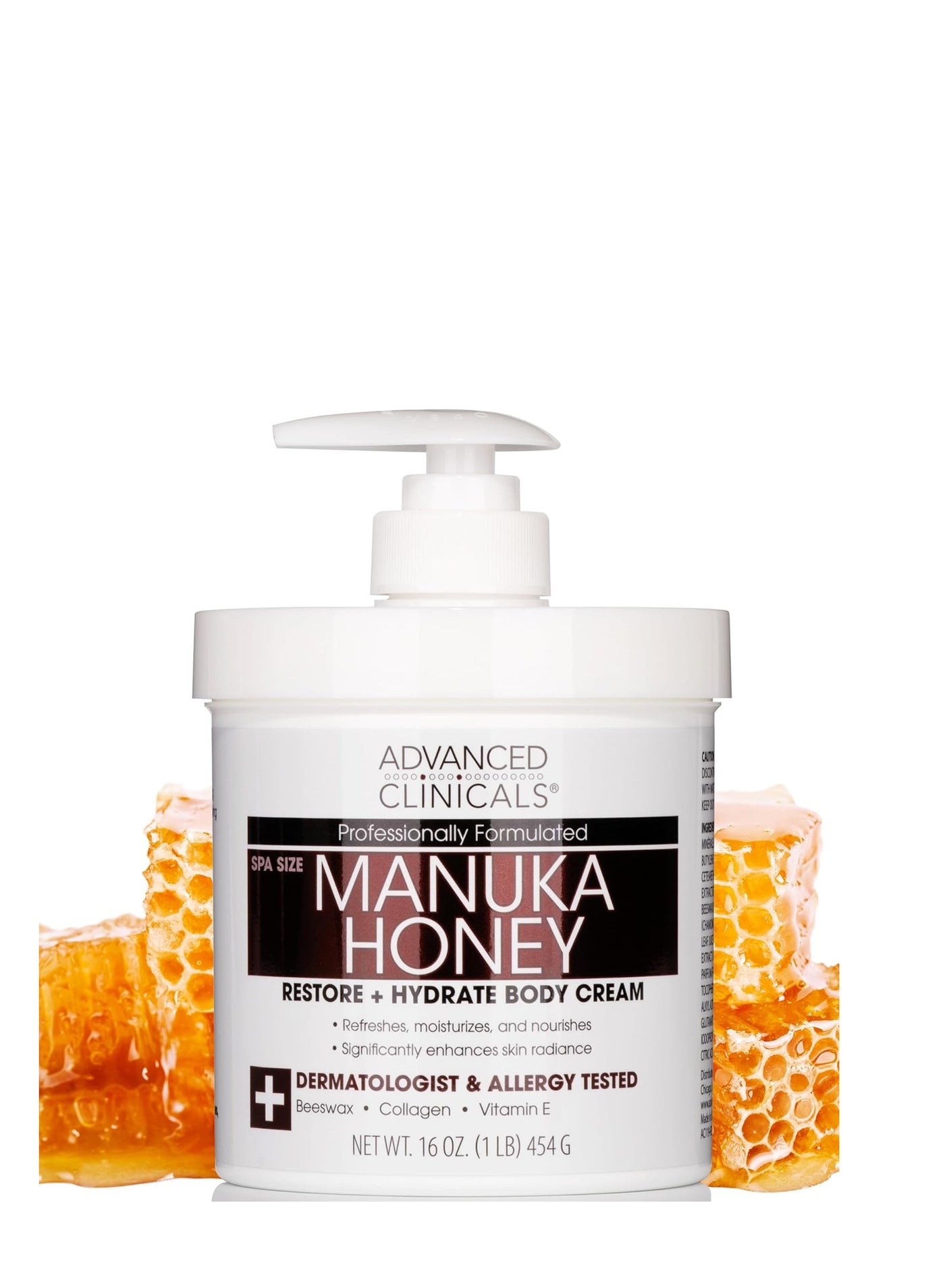 Manuka Honey Body Cream For Women & Men | Body Butter Lotion For Extremely Dry Skin | Collagen Cream | Skincare Moisturizer Hydrating Balm Improves Look Of Aging Skin, 16 Ounce