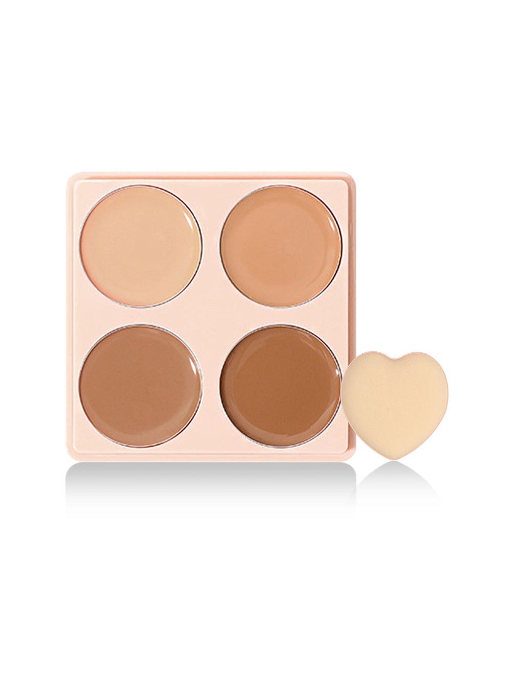 4  Color Concealer Pot Set - Contour Palette for Dark Circles with Powder Puffy - 4 in 1 Full Coverage Color Correcting Foundation Concealer for Contour & Highlight Eye Brightener#02