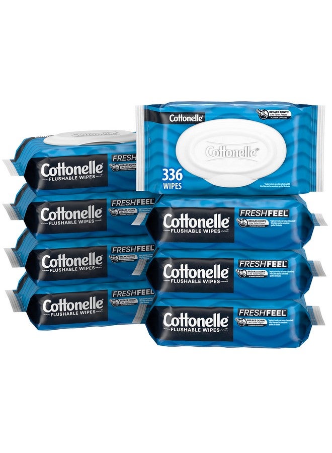 Freshfeel Flushable Adult Wet Wipes 8 Fliptop 42Count Packs (336 Wipes Total)