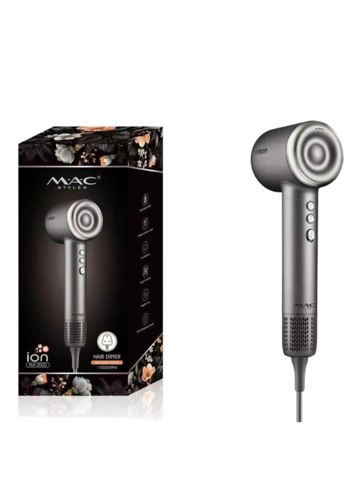 MAC Pro High-Speed Magnetic Hair Dryer – 110,000 RPM Salon-Quality Dryer with Removable Air Hood for Fast, Professional Styling
