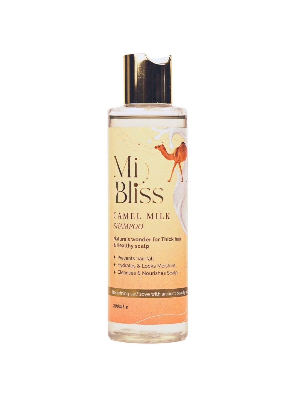 Mi Bliss Camel Milk Shampoo | Naturally Enriched with Vitamin C, D, E, Lactic & Fatty Acids | Deep Hydration & Strength | Nourishes Scalp, Reduces Hair Fall & Controls Dandruff | Sulfate-Free – 200ml